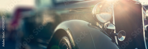 old classic car front close-up, cars street show