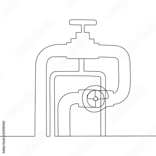 Oil pipeline on white background. The concept of transportation fuel, oil, natural resources. One line vector illustration