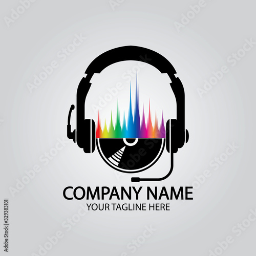 Headphone DJ, Music Studio Recording, Soundwave Logo Design Inspiration