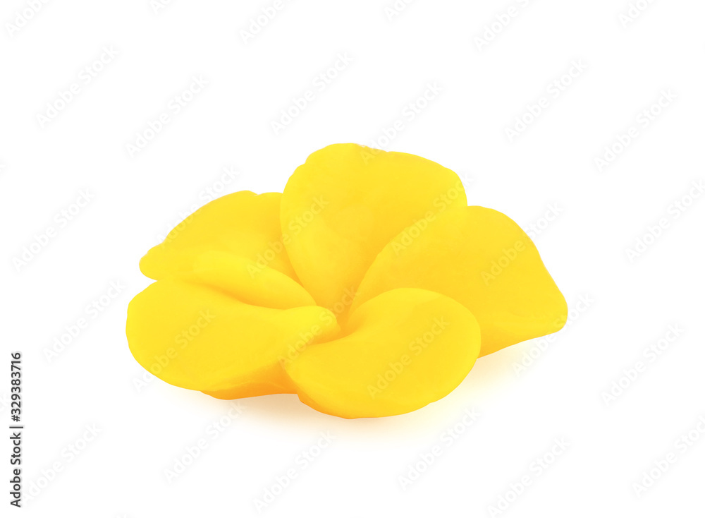 Isolated hand made soap in the shape of flower on white background