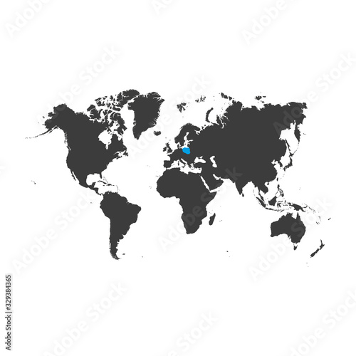 European country Poland marked by blue in world map vector illustration.