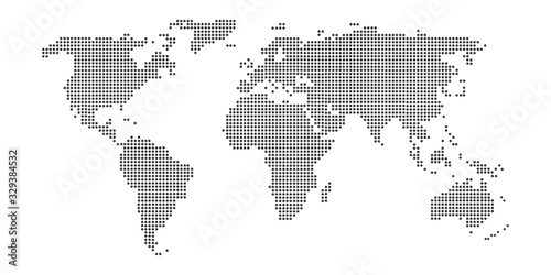 Dotted world map on white back