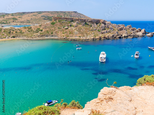 Bay by the Riviera Beach (Ghajn Tuffieha). Malta.