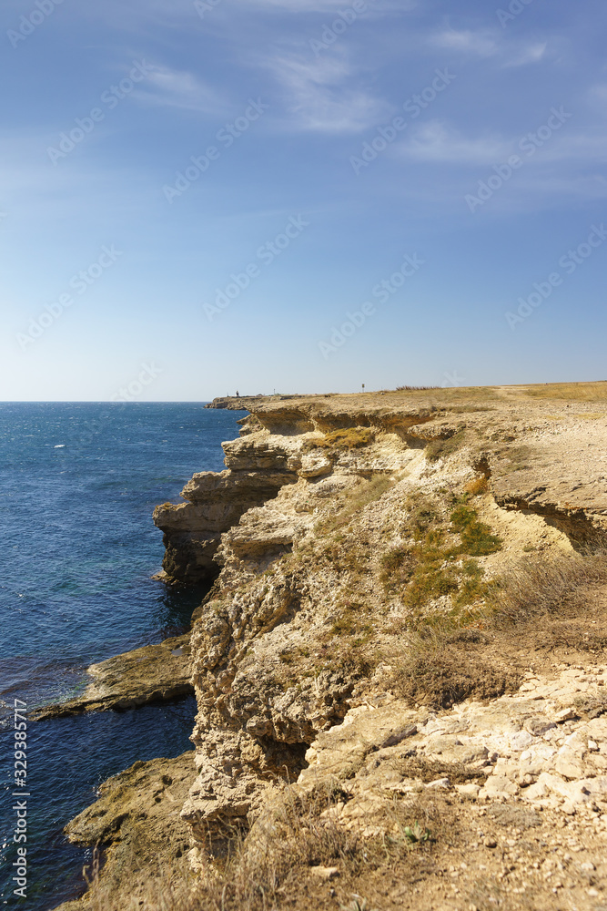 View from the Cup of Love towards the Fishing Camp in Atlesh Park. The coast of the Tarkhankut Peninsula is eaten by water and wind