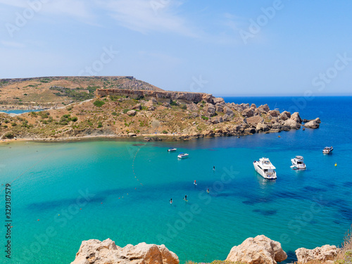 Bay by the Riviera Beach (Ghajn Tuffieha). Malta.