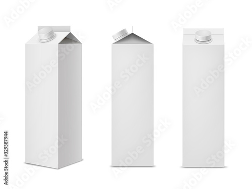 Clean white milk or juice package mockups