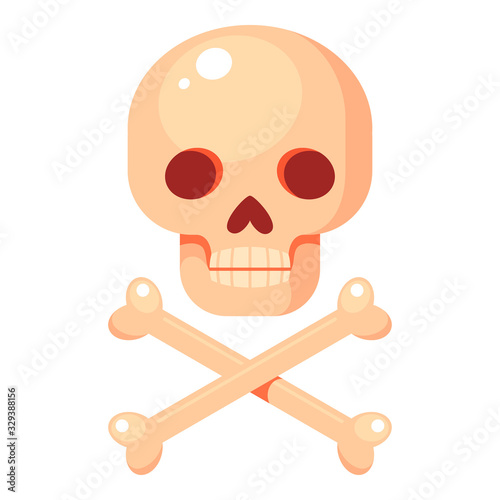 Cartoon human skull and crossed bones vector illustration