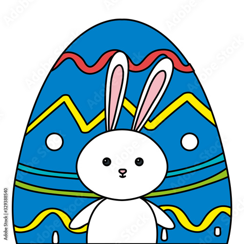 cute rabbit with egg easter isolated icon vector illustration design