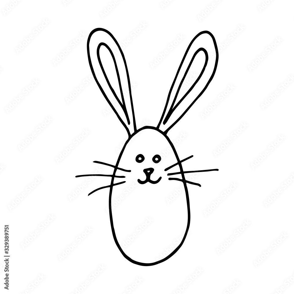 Easter egg with rabbit ears in doodle cartoon sketch hand drawn style for Easter. vector Easter egg with rabbit ears in doodle cartoon sketch hand drawn style for Easter. vector