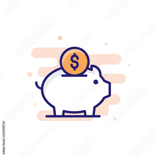 Saving  Vector illustration Outline Filled With Color Background Icon