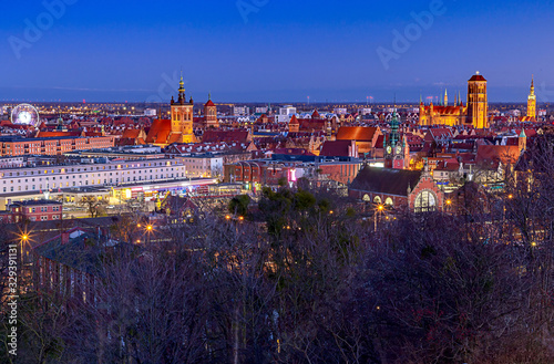 Gdansk. St. Mary's Church at night.