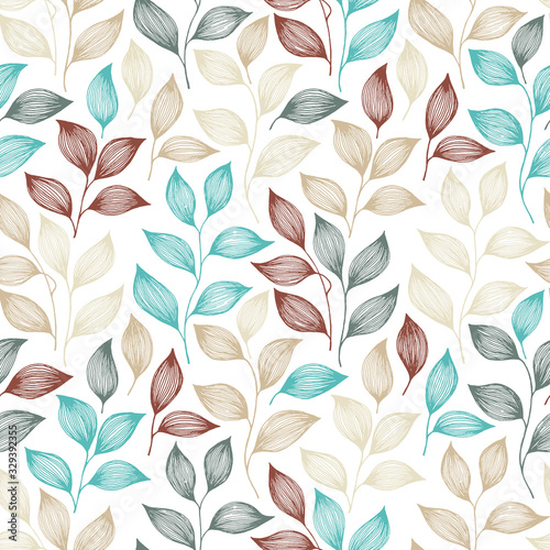 Wrapping tea leaves pattern seamless vector illustration.