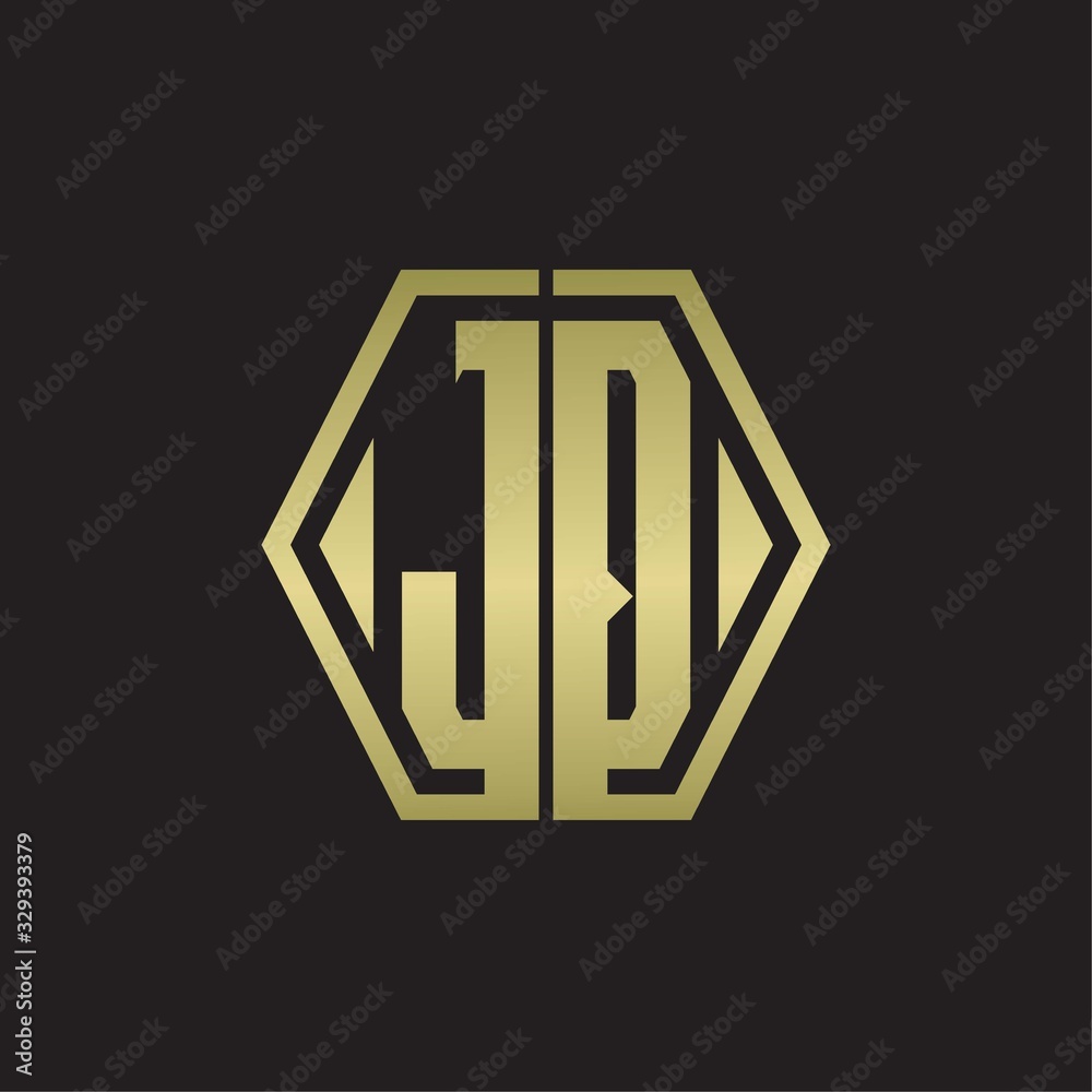 JQ Logo monogram with hexagon line rounded design template with gold colors JQ Logo monogram with hexagon line rounded design template with gold colors