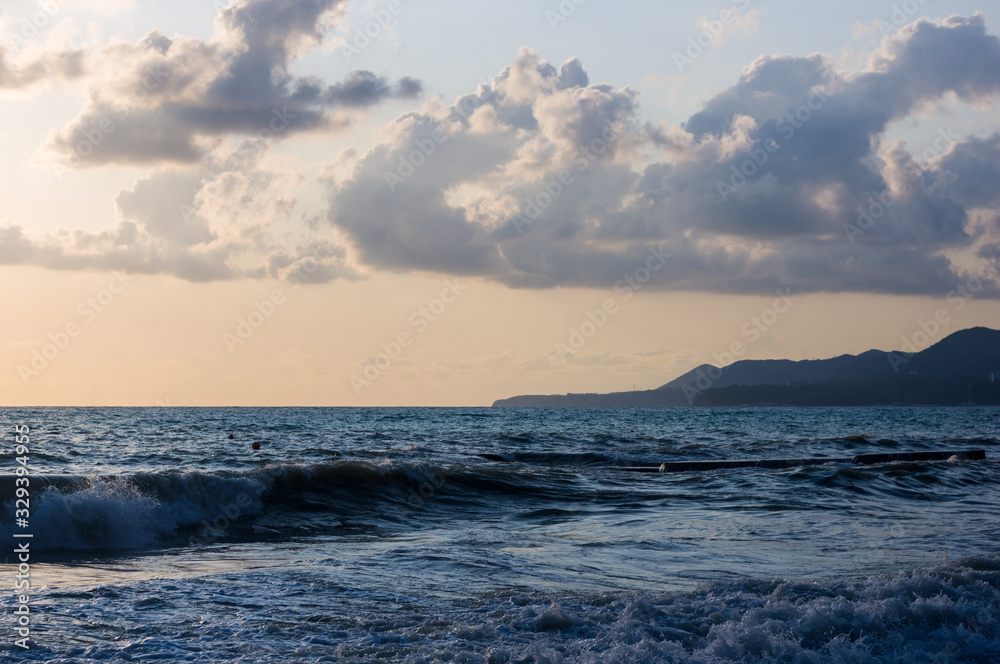 Amazing sea sunset, the sun, waves, clouds Amazing sea sunset, the sun, waves, clouds