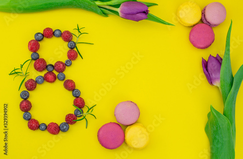 frame with easter eggs and flowers photo