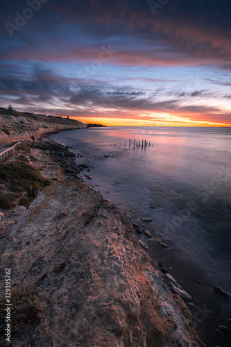 Sunset over the old jetty, Port Willunga, South Australia