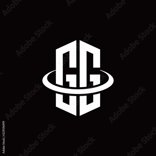 GG monogram logo in a hexagon style and surrounded by a ring