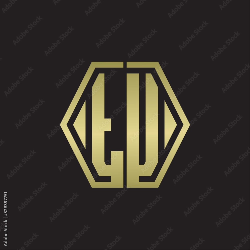 TU Logo monogram with hexagon line rounded design template with gold colors TU Logo monogram with hexagon line rounded design template with gold colors