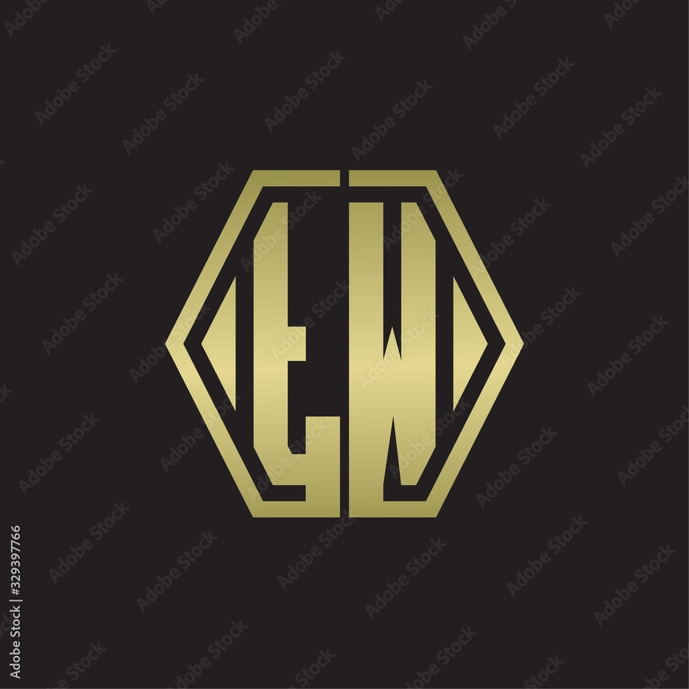 TW Logo monogram with hexagon line rounded design template with gold colors TW Logo monogram with hexagon line rounded design template with gold colors