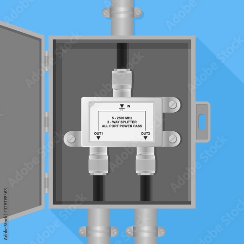 Antenna Signal Splitter in Electrical Cabinet