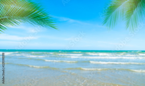 Coconut trees on the beach for summer vacation concept © kittiyaporn1027