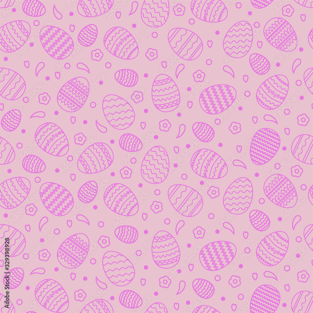 Seamless Easter pattern on pink background.