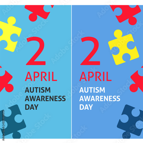 A vertical vector image for a smartphone for the autism awareness day. A template for a medicine flyer poster card design 
