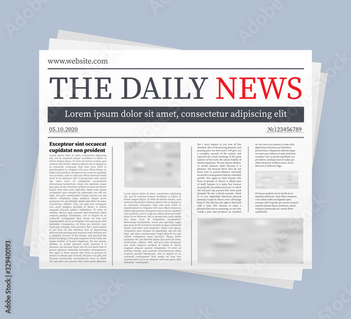 Vector mock up of a blank daily newspaper. Fully editable whole newspaper in clipping mask. Vector stock illustration.