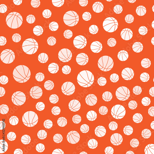 vector seamless basketball pattern. sport pattern with balls on orange background