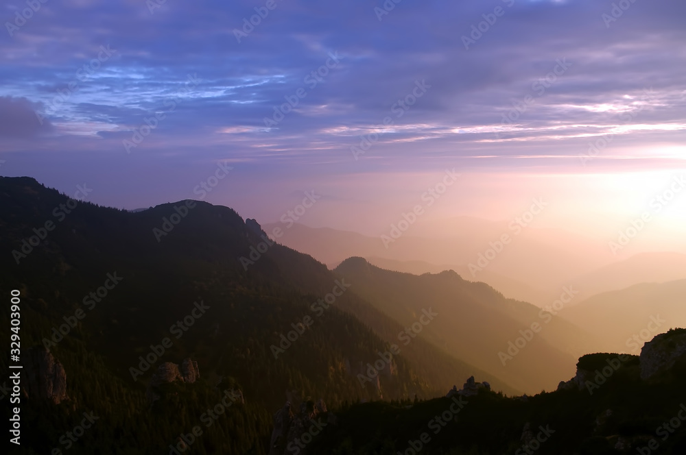 sunrise in Ceahlau mountain, Romania