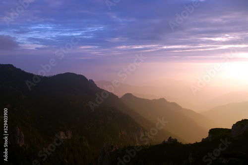 sunrise in Ceahlau mountain, Romania