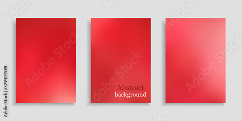 Gradient mesh background. Set red smooth vertical banners in A4 format. Abstract vector illustration. Shades of red and pink colors. Сolorful design for flyer, brochure, wallpaper, web site. Stock.
