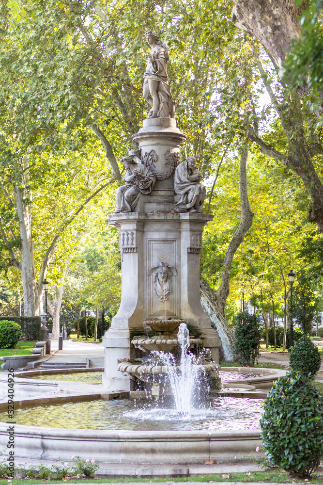 The fountain Apollo in Prado Boulevard, Madrid, Spain