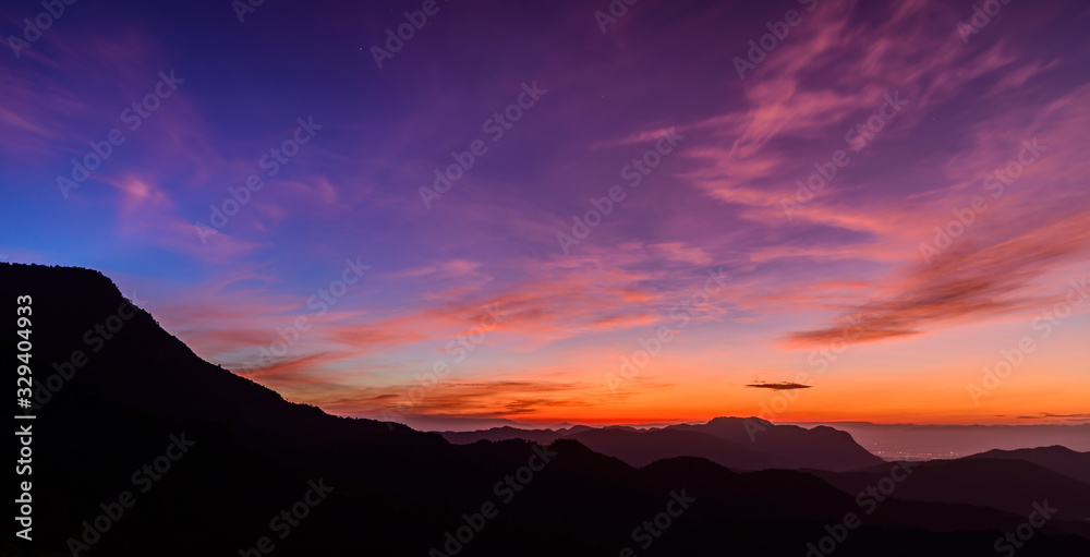 Landscape of sunrise over mountains at Khao Kho National Park,Petchaboon Landscape of sunrise over mountains at Khao Kho National Park,Petchaboon