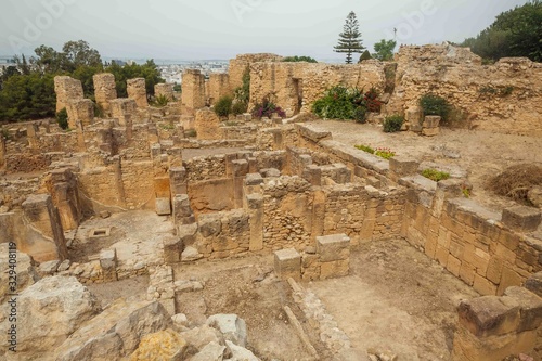 Fotografie Panoramic view of the ruins of ancient Punic city Carthage,Tunisia
