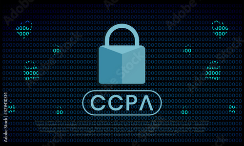 California Consumer Privacy Act (CCPA) symbol with lock illustration for editorial and websites