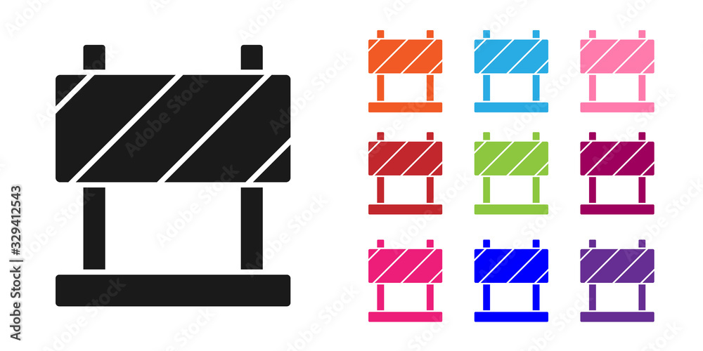 Black Road barrier icon isolated on white background. Symbol of ...