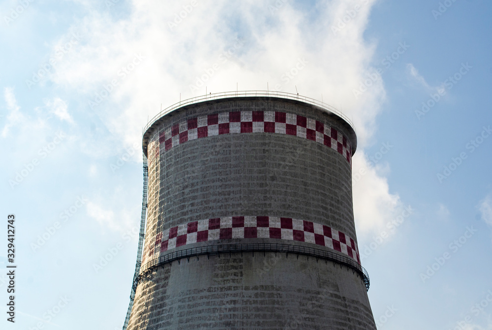 hydropower pipes, smoke coming from the chimney, thermal power plant hydropower pipes, smoke coming from the chimney, thermal power plant