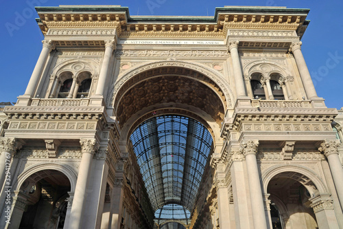 Europe, Italy , Milan april 2020 - Vittorio Emanuele Gallery in Duomo cathedral downtown of the city