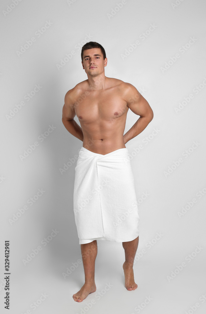 Man with sexy body on light background Man with sexy body on light background