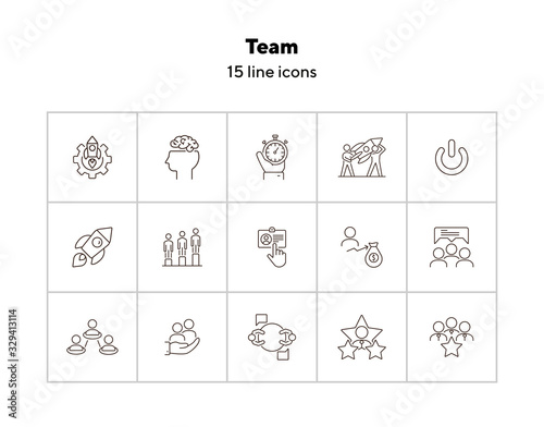 Team line icon set. Staff, workers, employees, people. Business concept. Can be used for topics like teamwork, human resource, employee rate