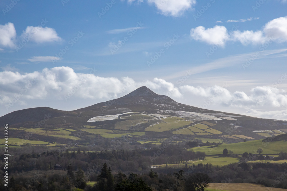 Fototapeta premium Snow on the Big Sugar Loaf From Glencree, County Wicklow