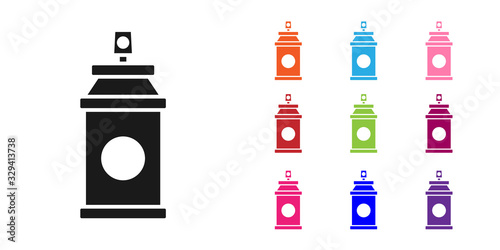 Black Paint spray can icon isolated on white background. Set icons colorful. Vector Illustration