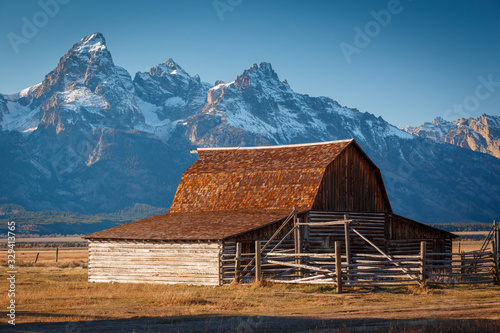 John Moulton Barn within Mormon Row Historic District in Grand Teton National Park, Wyoming - The most photographed barn in America photo