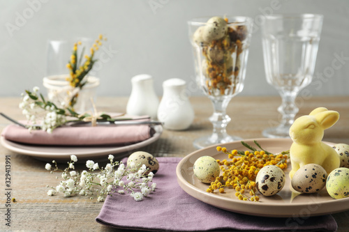 Festive Easter table setting with beautiful floral decor