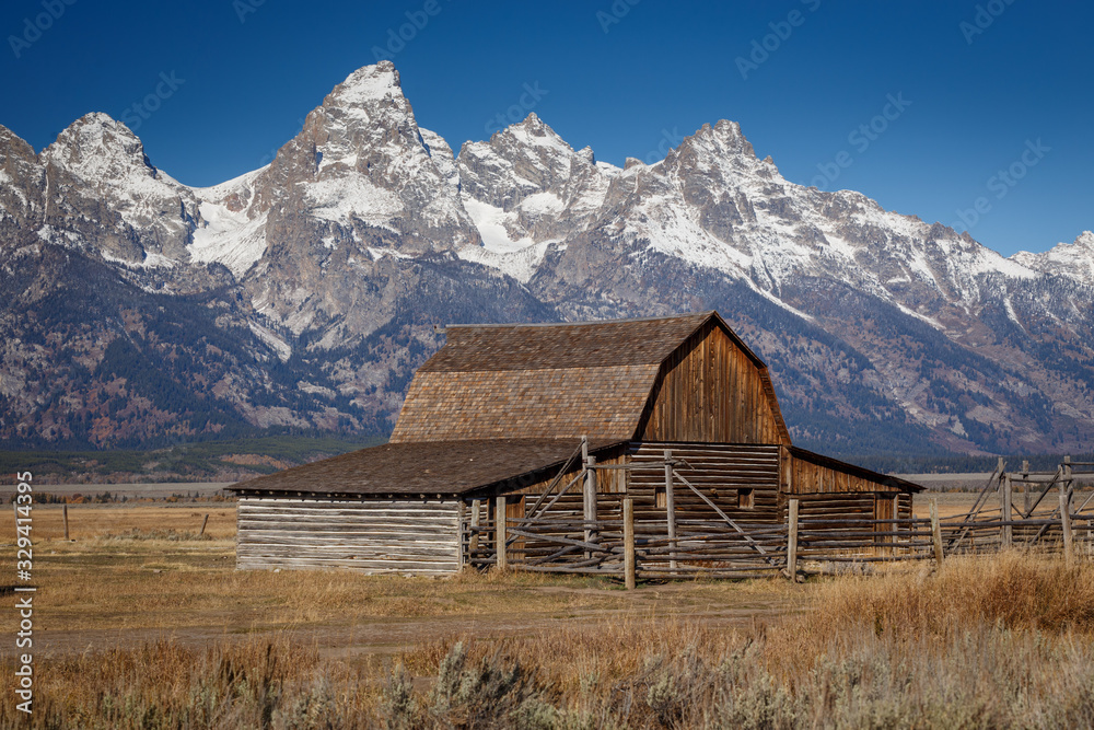 John Moulton Barn within Mormon Row Historic District in Grand Teton National Park, Wyoming - The most photographed barn in America