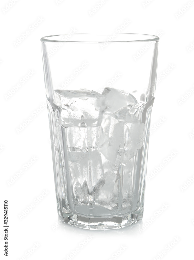 Ice cubes in glass isolated on white Ice cubes in glass isolated on white