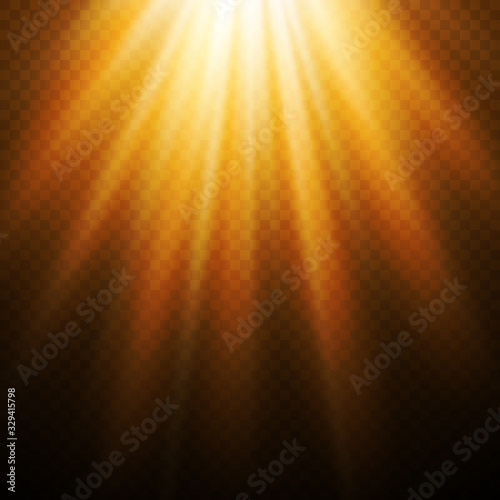 Flash light effect on transparent background. Effect of blurring light. Vector Illustration