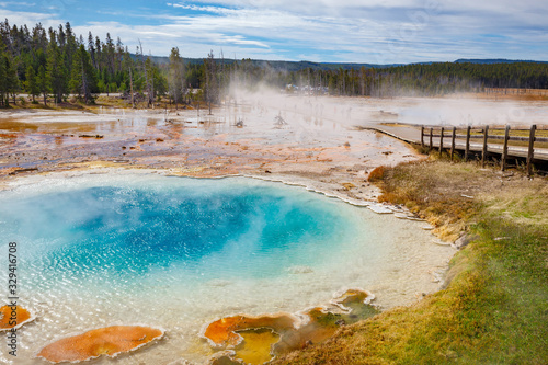 Silex Spring at Fountain Paint Pot trail in Yellowstone National Park, Wyoming, USA photo