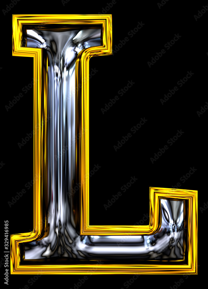 3D rendering. Uppercase Letter L. 3D rendering. Uppercase Letter L.